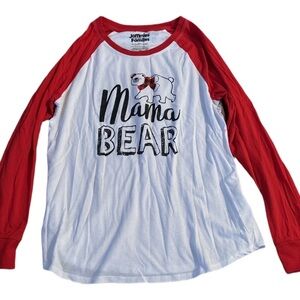 MAMA BEAR cuddl duds medium shirt- red and white with cute bear on it